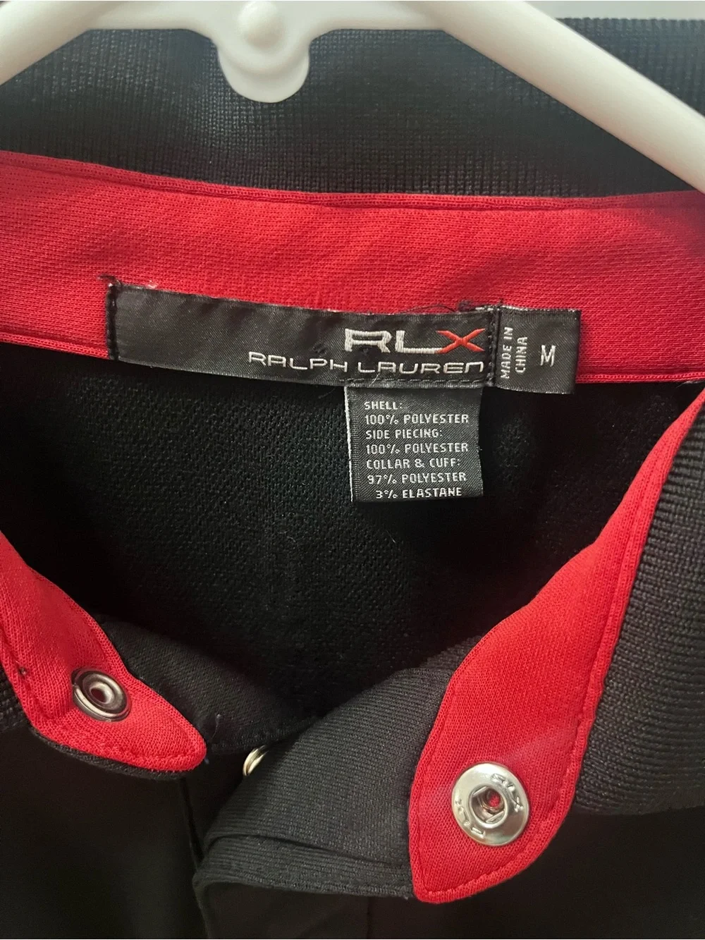 Men's Black Polo Shirt with Red Trim